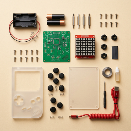 PixelPlay Bauteile Flat-Lay